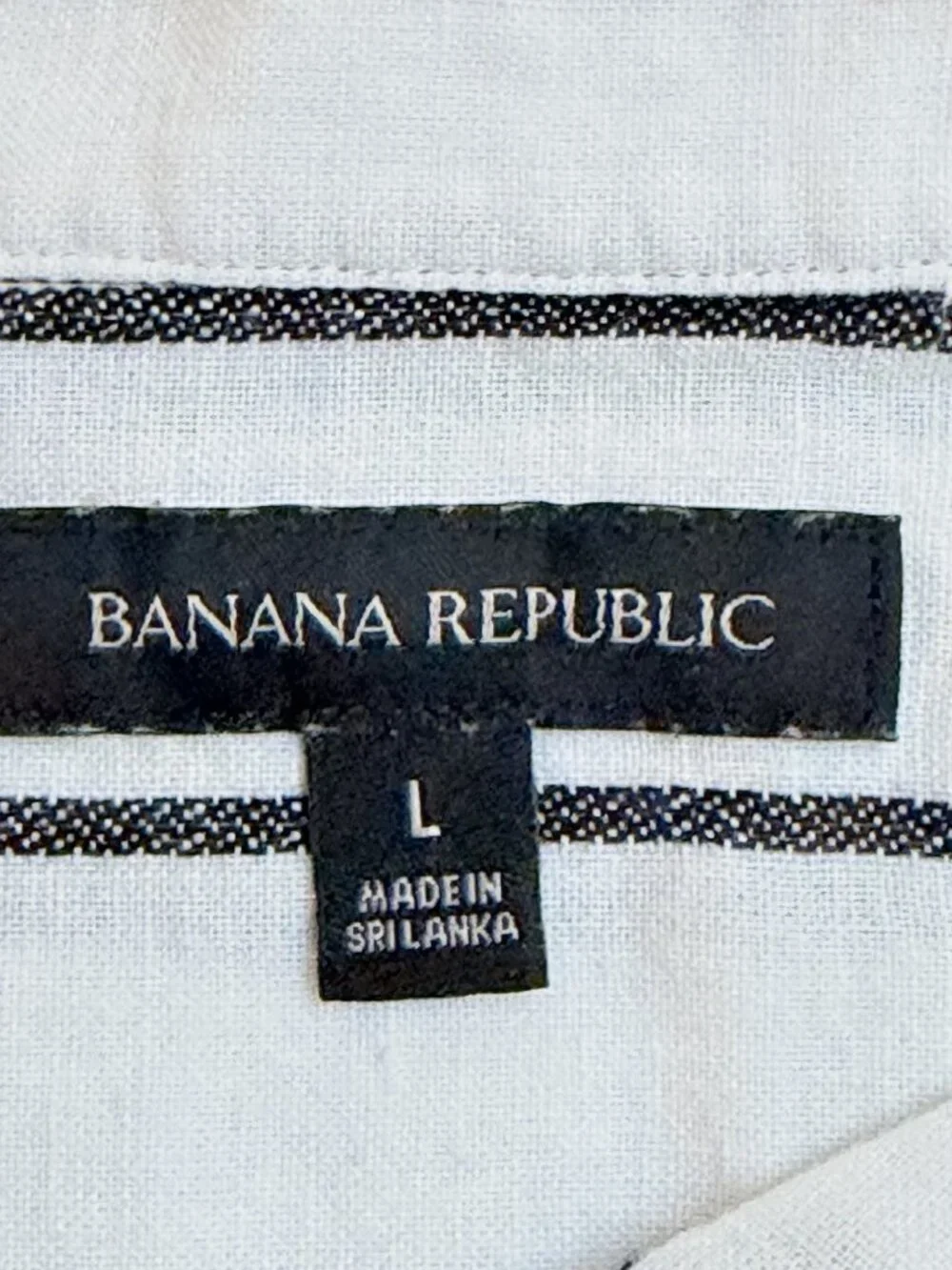 Banana Republic Striped Tunic Long Sleeve Gray White Cotton Linen Womens Large